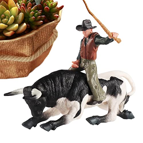 Stronrive estatuilla Montar toros,Modelo Ganado torero español Salvaje simulado | Figura Ganado Vaquero Rodeoes para niños 3 a 5 años, 6 a 12 años, Regalo
