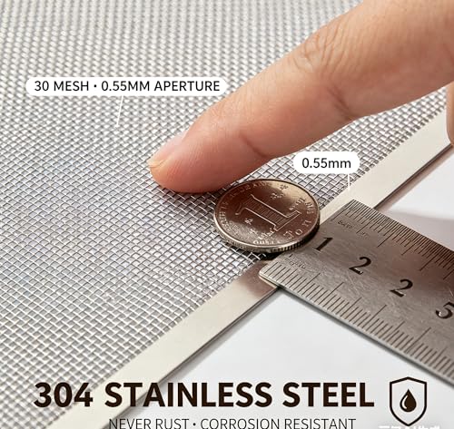 Image of 30 Mesh Stainless Steel Screen Mesh, 0.17mm Wire Diameter, 1m x 3m Woven Filter Mesh Sheet, Rust & Corrosion Resistant for Industrial Filtration, Kitchen, Garden, Vent Cover & DIY Projects