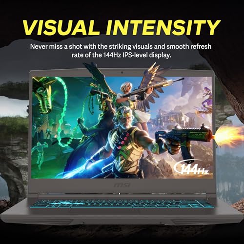 Image of msi Thin 15.6 inch FHD IPS 144Hz Gaming Laptop, Intel i5-12450H, 16GB RAM, 1TB PCIe SSD, NVIDIA GeForce RTX 2050, Backlit Keyboard, WiFi 6, Black, Win 11 Pro, 128GB Hotface Extension Set