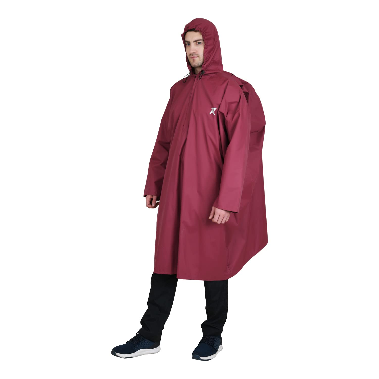 ROCKSPORT Unisex Hooded Rain Poncho for Adult,Waterproof, lightweight,Reusable& Packable, One Size Fits Most, Free Size(Maroon)-picture-31