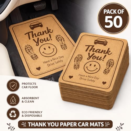 Image of HOMNIX Disposable Paper Car Floor Mats | Universal Foot Mat Sheets for Cars, SUVs, Trucks & Scooters | Brown Protective Automotive Floor Cover for Service, Rental & Detailing Use | Pack of 50