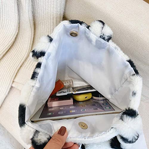 Winter Shoulder Bag, Crossbody Messenger Bags, Soft Fluffy Tote Handbag, Flower Pattern Tote Handbag, Cute Purse for… - Image 6