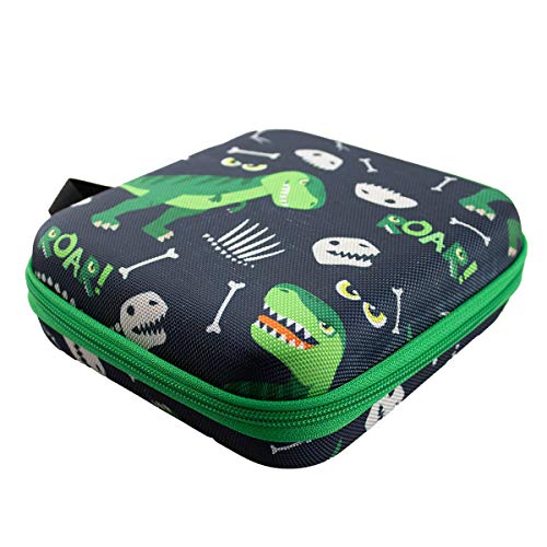 caseroxx Transporttasche für Tonie Figuren in Dinosauriermuster- schwarz, Transport Aufbewahrung Etui Hülle Schutz