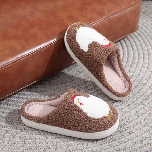 Image of Highland Cow Slippers for Women Plush Scottish Highland Cow Animal Slippers Warm Non Slip Home Indoor Slippers