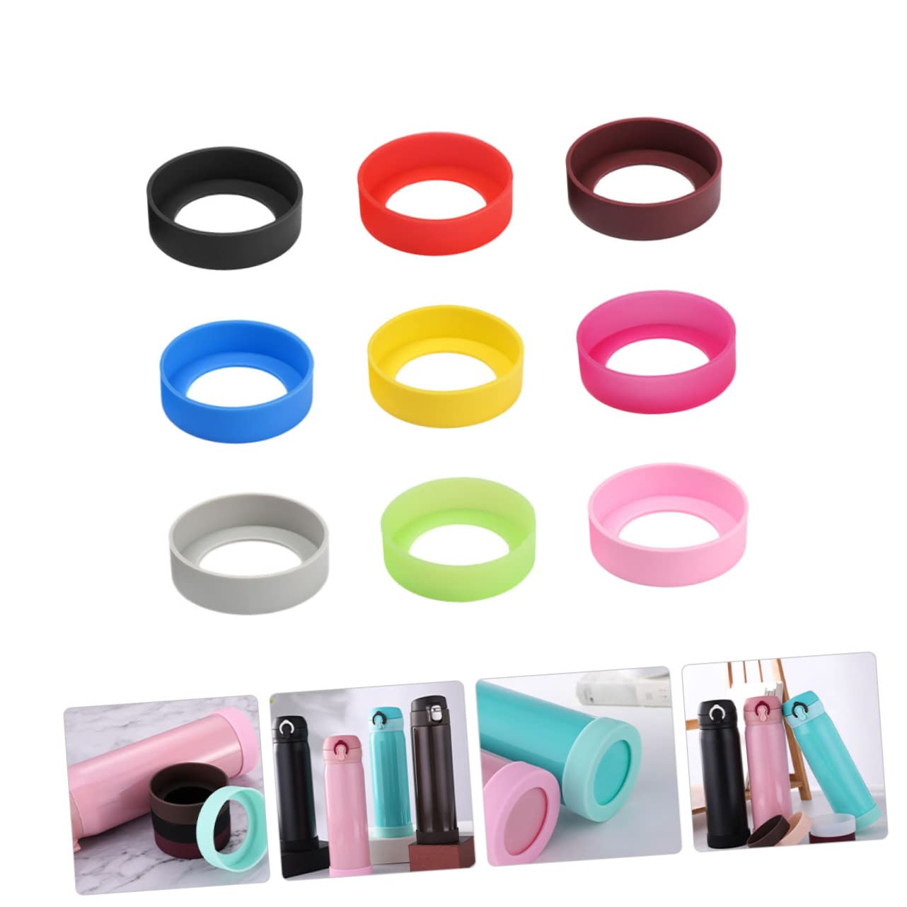 QUARKZMAN Siliconen waterfles, 6,5 cm, antislip siliconen onderkant