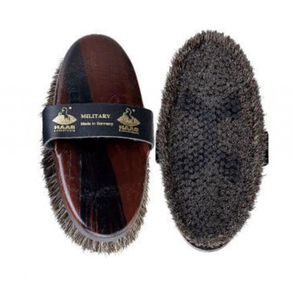 Wilhelm Haas Bürstenfabrik Inh. Stephan Vogel 4025589206915 Brush - Military - with Horsehair Longer Bristle Wreath and Leather Wrist Strap in Women's Size 200 x 85 mm