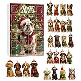 Yabauuop Adventskalender | 2D Acryl Hund-Anhänger Countdown | 24 Tage Weihnachtsbaum Hund Ornamente,Für Feiertag Fenster Tür Wand Party