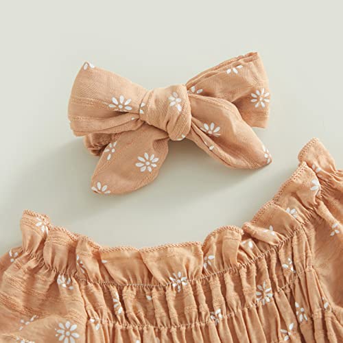 Kupretty Newborn Infant Baby Girl Summer Clothes Vintage Floral Romper Square Neck Short Sleeve Bodysuit Jumpsuit2