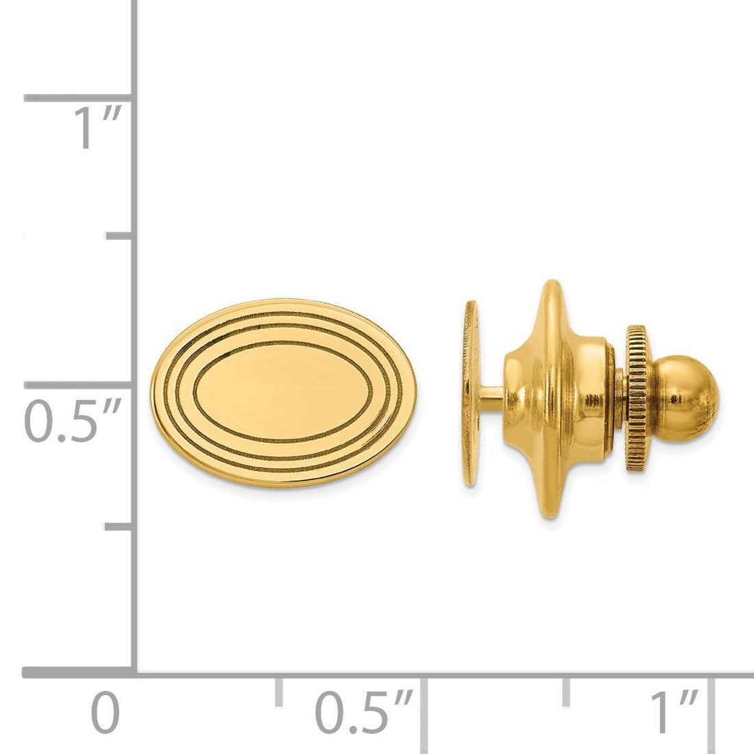 Krawattennadel für Herren, 14 Karat Gelbgold, poliert, 8,5 x 12 mm