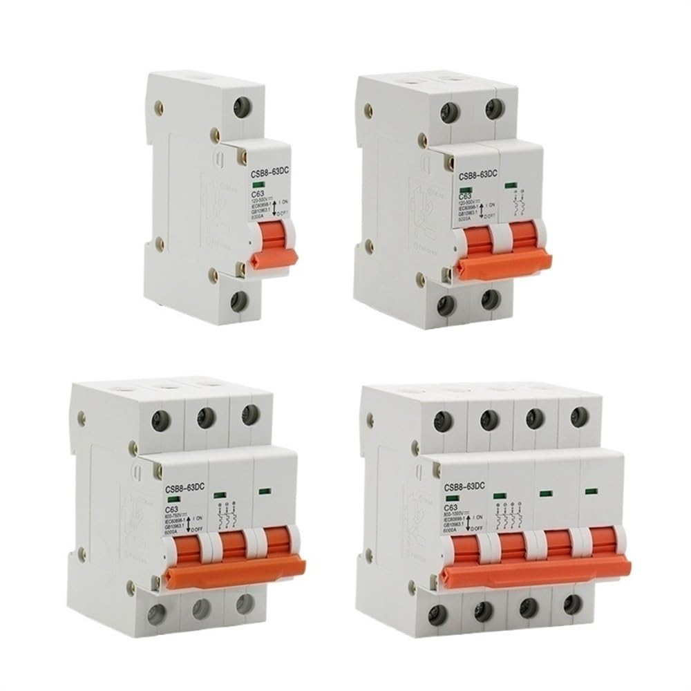 Interruttore Magnetotermico 1 Pz 1P 2P 3P 4P DC 250V-1000V Mini Circuit Breaker MCB Fusibile Sistema FV Solar Engery 3/6/10/16/20/25/32/40/50/63/80/100/125A Interruttori Automatici(4,32A)