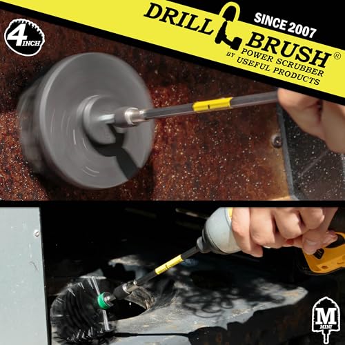 Image of Household Supplies: Grill Brush Drill Set Power Scrubber Kit - Cordless Electric Spin Scrubber for BBQ Cleaning, Fireplace Grates & More - Rust Remover - No-Wire Design Included in Cleaning Tools Set