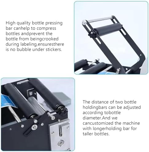 36W Semi-Automatic Label Applicator, Adjustable Sticker Dispenser for 20-100mm Round Labels, Ideal for Plastic & Metal Bottles, Efficient Labeling Solution, Tb16p