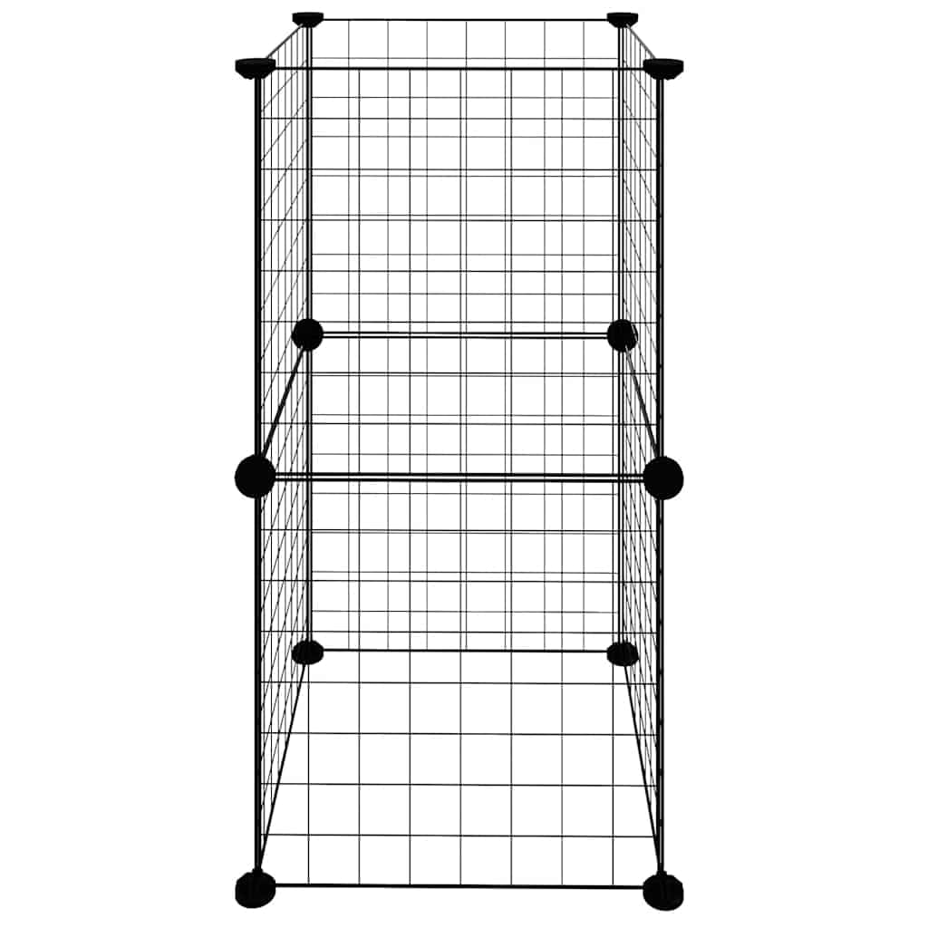 Jaula para mascotas negra de acero con recubrimiento en polvo, paneles de 35 x 35 cm, plegable y segura para conejos, cobayas, hámsters, roedores, cachorros