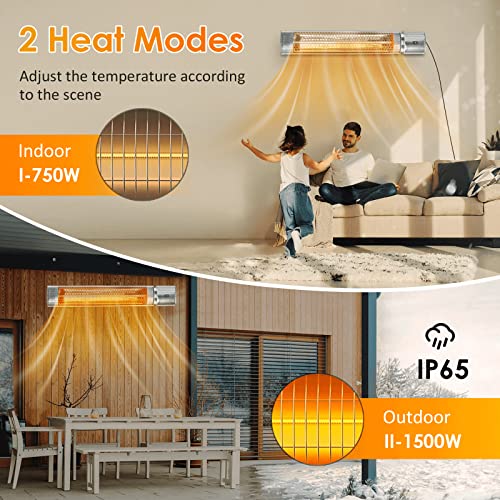 Outdoor Heaters For Patios - 1500W (5118Btu) Electric Patio Heater - Infrared Heater With Remote Control (Silver) #TOP4