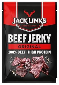 Jack Links Beef Jerky Original – 12er Pack (12 x 60g) – Trockenfleisch Eiweiß Snacks - High Protein Snack für Gym, Fitness, Outdoor - American Food für Menschen - Dörrfleisch Chips aus Rind Fleisch