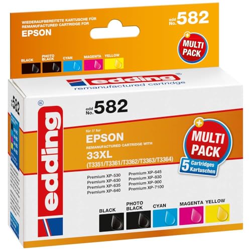 Cartouche Epson 33XL edding T3351 à T3364 noir et photo pour imprimante