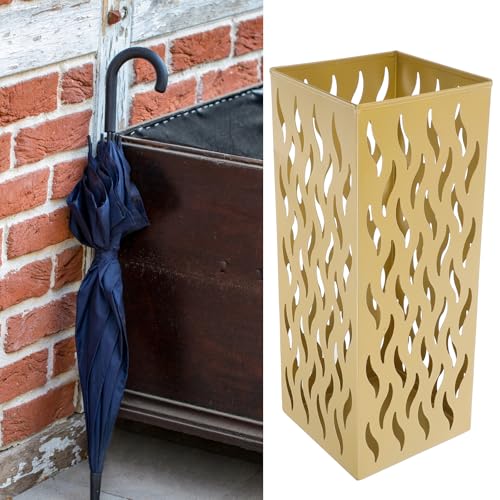 Amosfun Paragüero de Metal Moderno Cuadrado Diseño Perforado y Base Antideslizante, Soporte para Sombrillas y Bastones, Adecuado para Entrada y Vestíbulo del Hogar - imagen 7