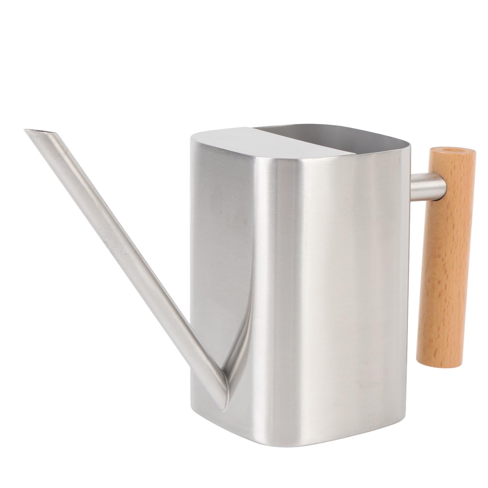 Stainless Steel Metal Watering, Stainless Steel Watering Can, Square Long Spout Wooden Handle, 500ml 800ml, Indoor Outdoor(Silver 500ML)
