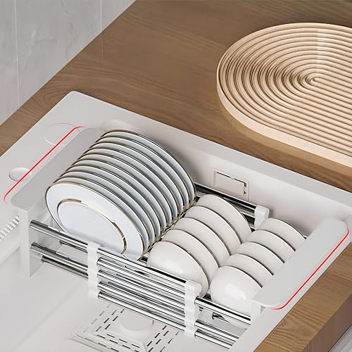Image of Plantex Stainless Steel & ABS Plastic Sink Drainer Basket /Vegetable Washing Sink Basket Strainer /Kitchen Accessories Items for Home - Pack of 1 (White)
