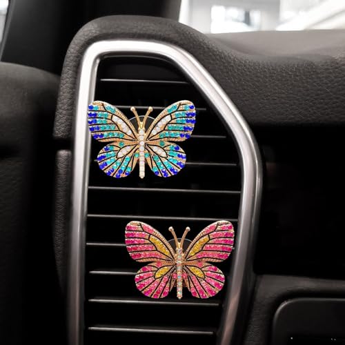 Image of ZOSTLAND Rhinestone Car Decorative Clip,Car Air Fresheners,Metal Vent Clip,Bling Auto Air Vent,Personalized Automotive Interior Decoration Accessories,Auto Decor Gift for Women,Men(2pcs Butterfly)