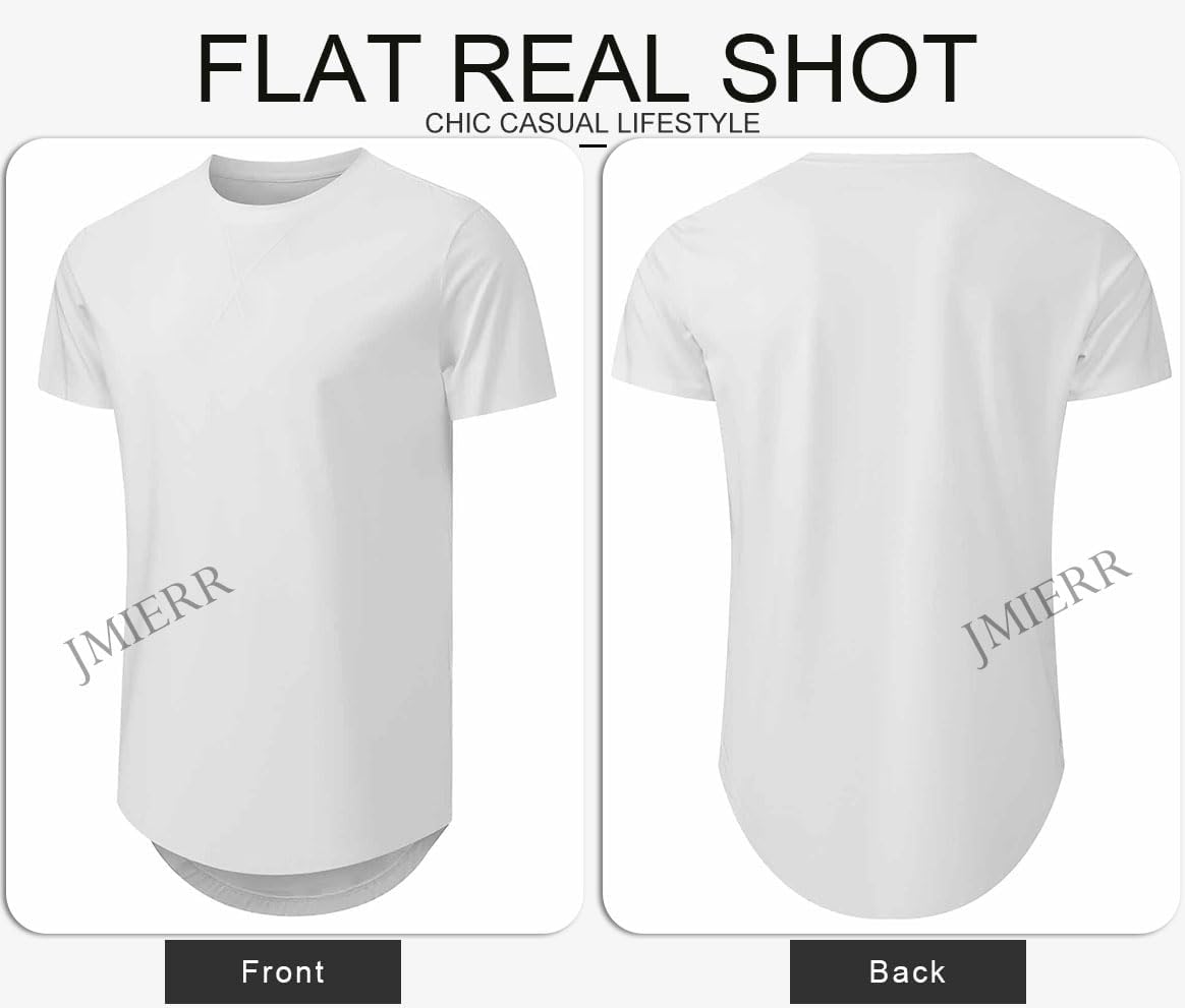 JMIERR Mens 3 Pack Cotton Hipster Hip Hop Longline Crewneck T-Shirt - Image 4