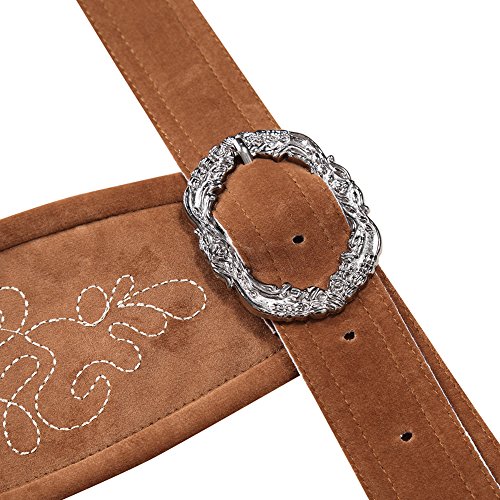 KOJOOIN Lederhosen Men German Bavarian Oktoberfest Leather Trousers Costume Khaki S