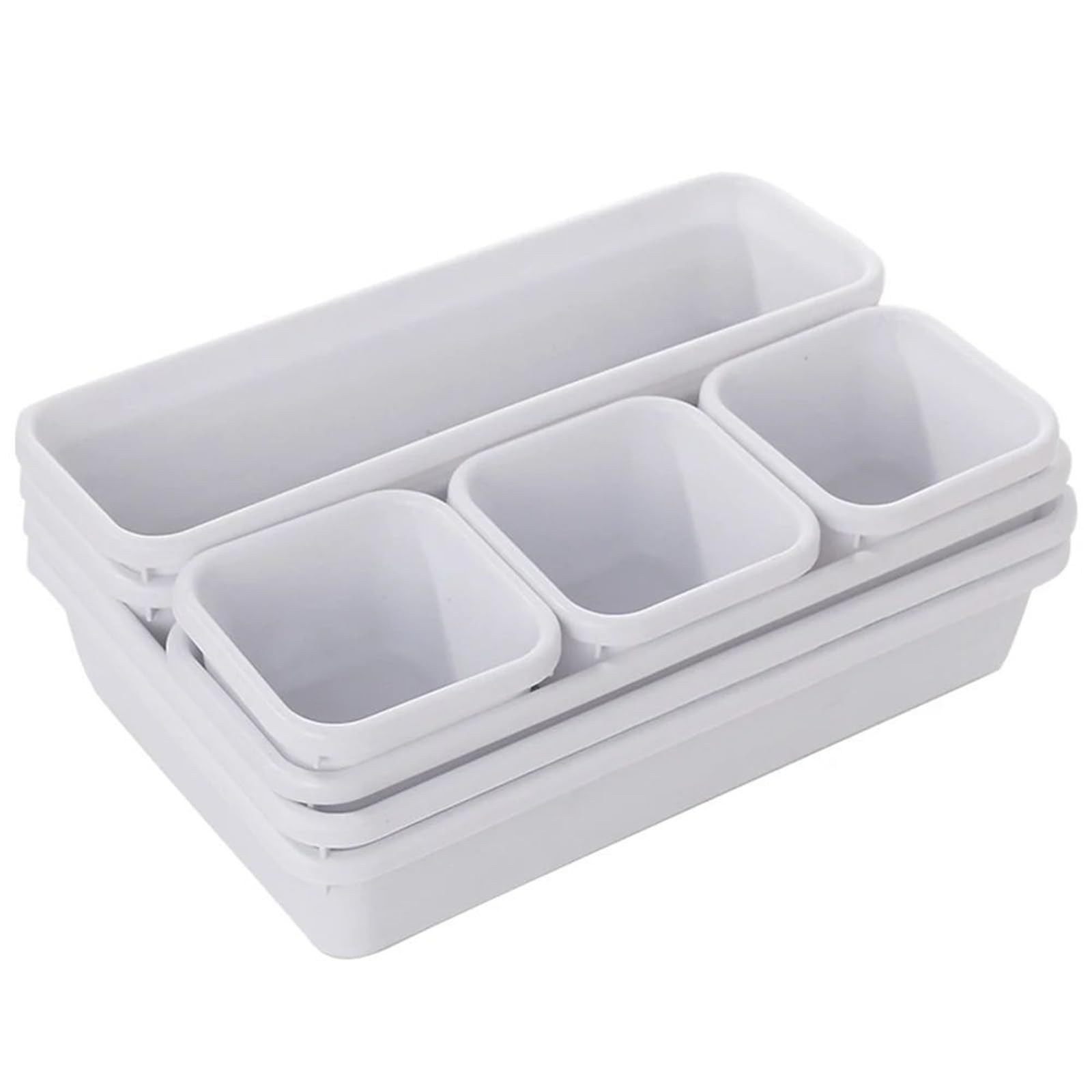ZHSOAO 8 pcs Adjustable Drawer Organizer Box Trays Make Up Cosmetics Sundries Divider Holder Kitchen Bathroom Closet Jewellery for Bras, Socks, Underwear(White)