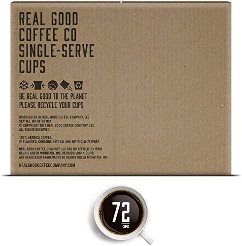Real Good Coffee Company - Single Use Coffee Pods - Extra Dark French Roast Coffee - K-Cup Compatible Including Keurig 2.0 Brewers - Recyclable Cups And Packaging - 72 Count #TOP2
