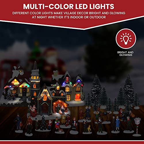 Top Treasures Christmas Village Figurines Decoration Set Perfect Addition To Your Christmas Indoor Decorations & Snow Village Displays (30 Piece Christmas Village Set) #TOP4