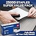 Deli Staples, 25000 Staples, Standard Staple for Desktop Staplers, 1/4'' Length, 210/Strip, 5 Boxes of 5000 Each