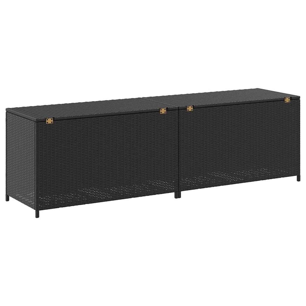 tuinboxen - vidaXL Patio Storage Box Poly Rattan 78.7"x19.6"x23.6" Black - 200 x 50 x 60 cm - Zwart