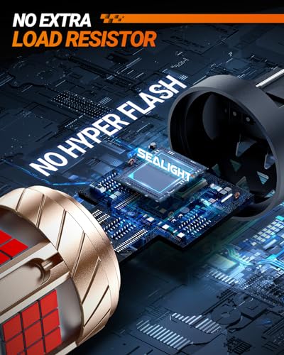 SEALIGHT 7443 7440 LED Bulb T20 Brake Light, Error Free Red With Turbo Fan, 30W 3200LM Super Bright for Stop Blinker Tail Brake Light, Anti Hyper Flash, Pack of 2 - Image 6