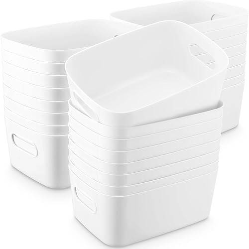 Miniatura 1 de Suzile 28 contenedores de almacenamiento de plástico con asa, contenedores de almacenamiento de plástico pequeños para cocina, aula, oficina,
