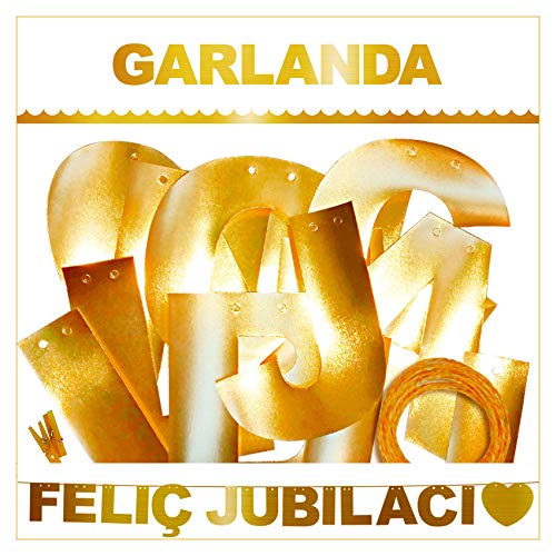 inedit Festa - Jubilació Feliç Guirnalda Dorada para Fiestas Feliç Jubilat Jubilada (CATALÀ)