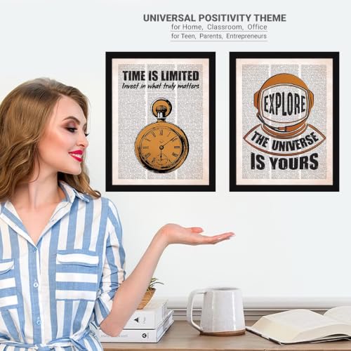 Image of Chaka Chaundh - Motivational Quote Frames - Inspirational Wall Quotes for OFFICE, STUDENT, STUDY ROOM - (14 X 11 Inches - Set of 4) (Vintage NewsPaper - Set of 4 - (14 X 11 Inches))