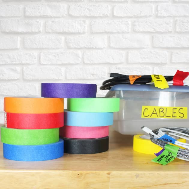 BAM! Tape Colored Masking Tape 10 Bright Colors | 900 Feet x 1 Inch | 30 Yards Per Roll | Maker Space Supplies Crafting Art | DIY Projects Homeschool