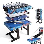 5-in-1 Multi Game Combination Table Set for Kids Table Tennis Table, Pool Table, table football, Slide Hockey, Basketball Shooting for Family Parent-child Interactive for Kids (4ft, 1.2m)