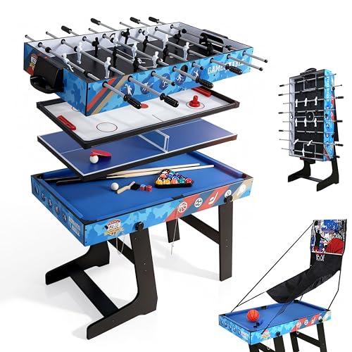 Table multijeux 5 en 1 pour Enfants Jouez au ping-Pong Billard Football Hockey et Basket Parfaite pour Adultes Enfants idéale Jeux Groupe Cadeau génial...
