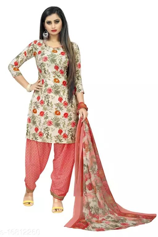 Image of LG Fashion reyon Kurti multani Kurta with and Flower Pink Dupatta and Bottom unsteached Set - Jaipuri Kurti