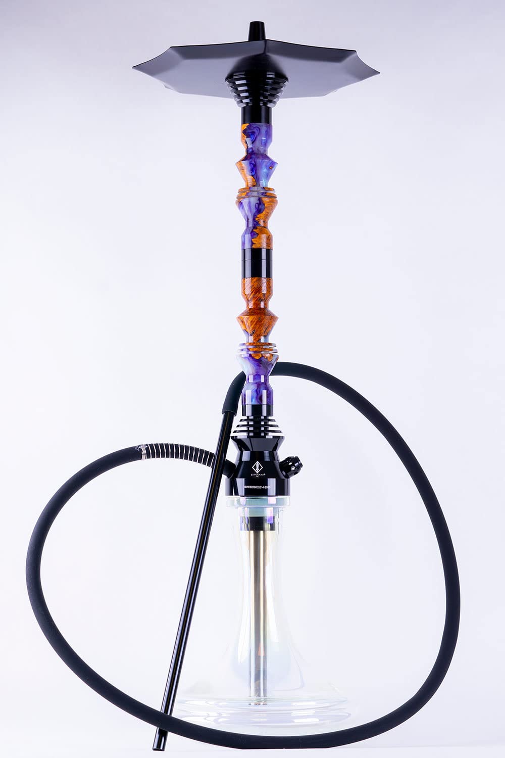 B2 Hookah Precious Cut Collection Double Purple Mother of Pearl Burl MATCHING VASE INCLUDED