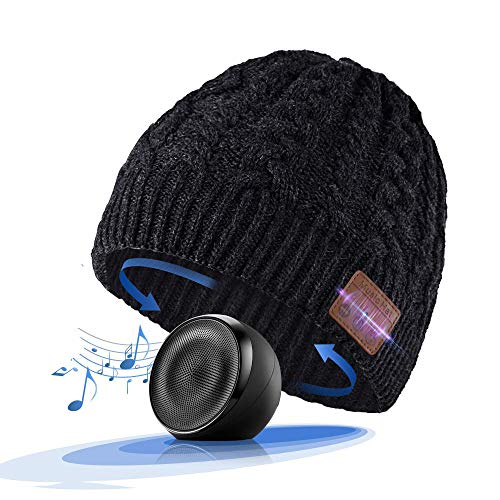 HANPURE Gift ideas for men and women Bluetooth Beanie Hat, Bluetooth 5.0 Beanie Hat with Headphones Wireless Speakers, Bluetooth Beanie Men Women, Unisex Washable Beanie Hat Fit Outdoor Sports