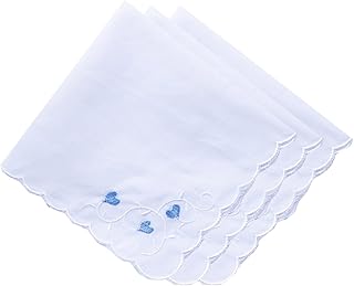 Deeorla Something Blue Brides Gift White Embroidered Handkerchief Brides Gift 6PCS