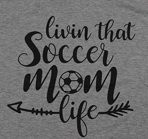 Duduvie Womens Livin That Soccer Mom Life T-Shirt Round Neck Short Sleeve Top Tees(Large,Gray) #TOP4