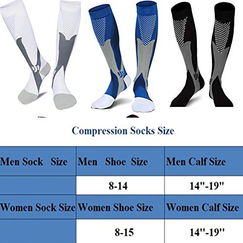 Zfist 3 Pair Medical Sport Compression Socks Men,Running Nurse Socks For Edema Diabetic Varicose Veins #TOP4