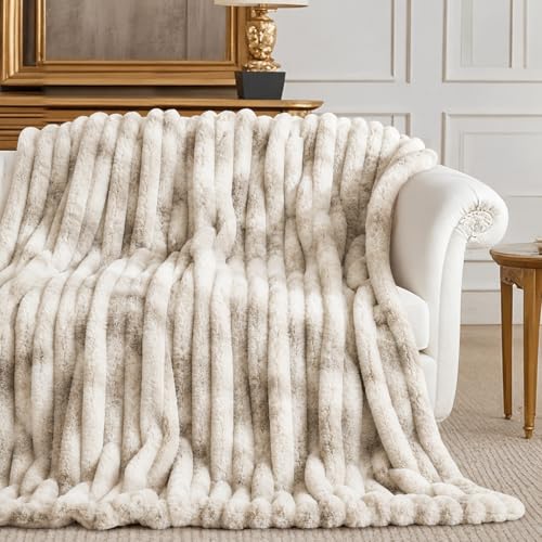 Image of Cortina Embossed Fur Blanket Single Size -Embossed Soft and Warm Decorative Fuzzy Blankets - Cozy, Fluffy, Plush Lightweight Throw Blankets for Couch, Bed, Sofa(Grey, 150x200 CMs)