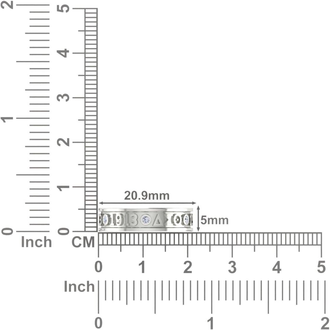 Delta Sigma Theta Rings for Women,Sterling Silver White Eternity Ring with White Cubic Zirconia
