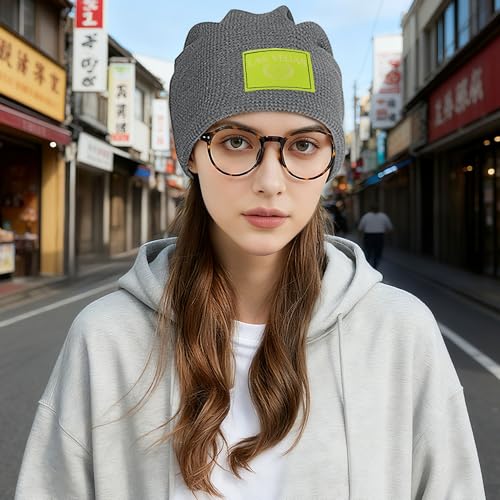 Bonnet en maille doux et confortable style outdoor haut de gamme gris