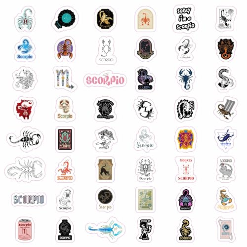 Image of 100Pcs Laptop Stickers Scorpio (Zodiac) for Water Bottle and Laptop - Scorpio Party Favors & Decorations, Waterproof Vinyl Astrology Decals, Gifts for Women & Men