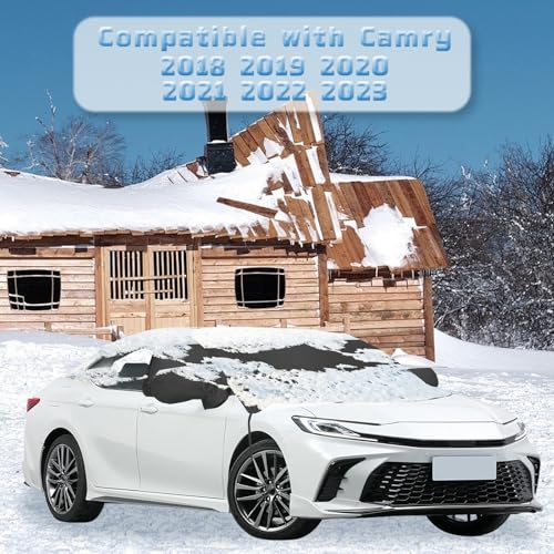 Image of Bilisin Car Snow Windshield Covers Compatible with Toyota Camry 2018-2023 for 600D Oxford Fabric, Magnetic Front Waterproof Hail Protector with Side Mirror Cover for Winter Protection Accessories
