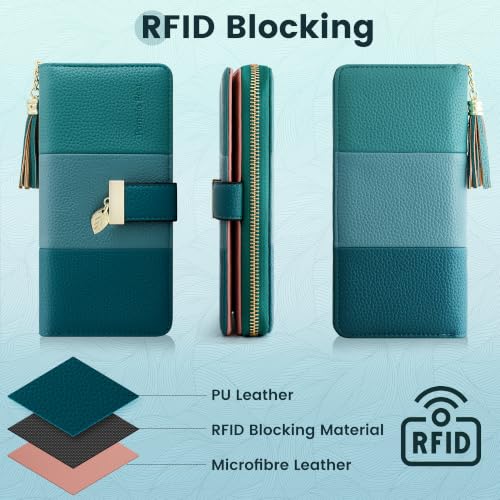 Image of Pomelo Best Wallet for Women Bifold RFID Blocking Multi Card Holder | Large Capacity, 12 Card Slots, Id Window, 3 Compartment, 2 Bill Hoder, Phone Pockets, Zipper Coin Pocket, Soft Leather